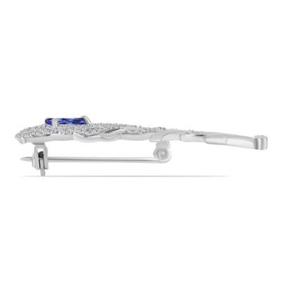 BUY STERLING SILVER BROOCH WITH TANZANITE GEMSTONE